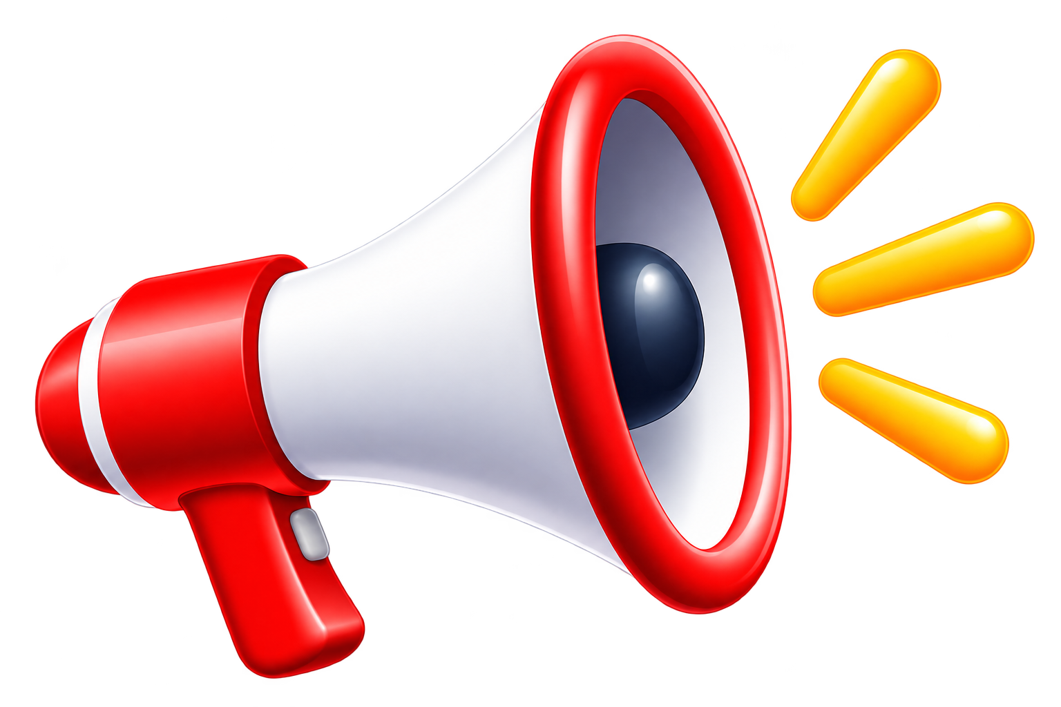 Glossy Red Megaphone with Sound Rays